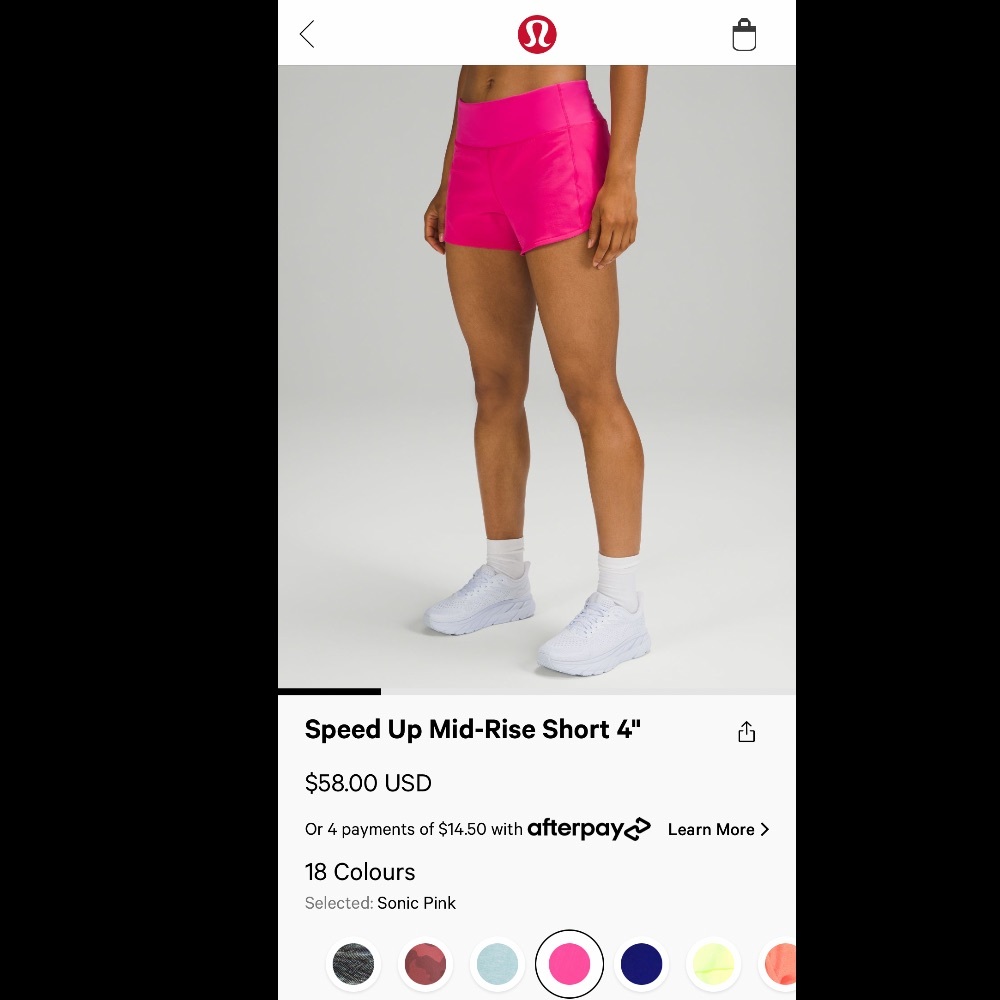 Lululemon Speed up Mid-rise short 4” sonic pink